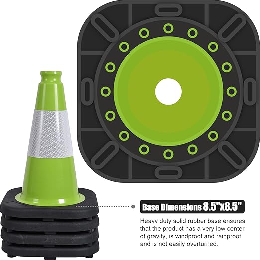 Fluorescent Orange/Green PVC Traffic Cones, Heavy Black Base Parking Lot Cone - Image 3