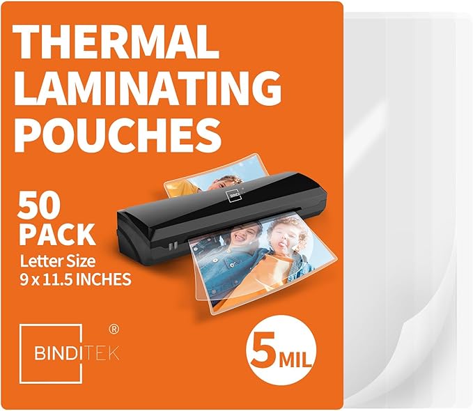 Binditek 50 Pack 5 Mil Thermal Laminating Pouches, 9x11.5 Inches Laminating by Binditek