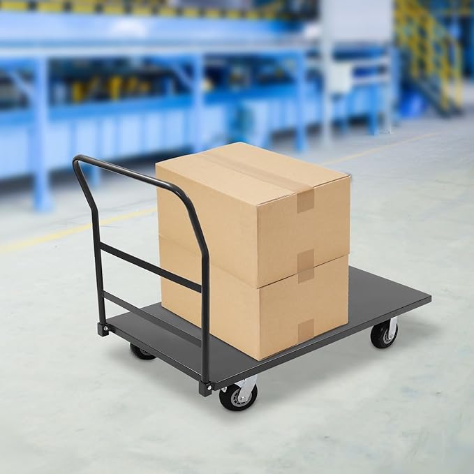 24"x49" Heavy Duty Platform Truck Cart, 2000lbs Capacity Steel Flatbed Cart - Image 3