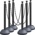 6-Set Pack 40" inch Black Work Zone Chain Post Set, Traffic Queue Delineator by OranLite