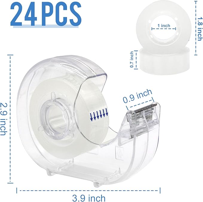 24 Pcs Transparent Tape with Dispenser, 0.7 in x 1000 in Clear Tapes and - Image 2