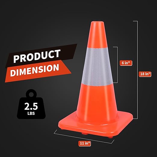 4 Pack 18" Traffic Safety Cones - Image 3
