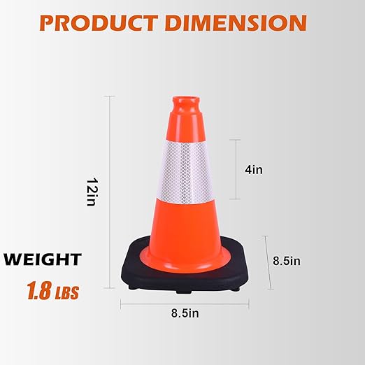 4 Pack 12 Inch Orange PVC Traffic Cones Black Base Stable Durable, Sport - Image 2