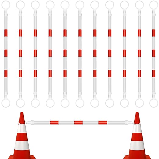 Huwena 12 Pcs Retractable Traffic Cone Bar from 4ft to 7.2ft Lightweight Bars by Huwena