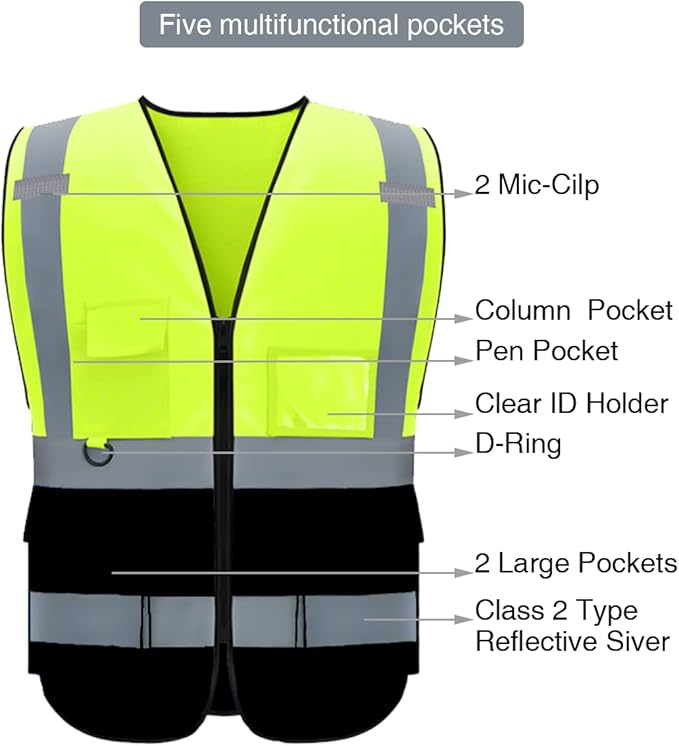 BeautyWill Custom Safety Vest Logo Class 2 High Visibility Reflevtive Vest - Image 3