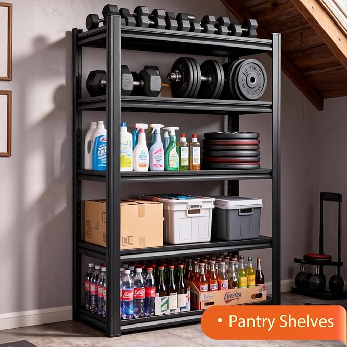 Metal Storage Shelves Unit, 5-Tier Adjustable Heavy Duty Garage Shelving - Image 6