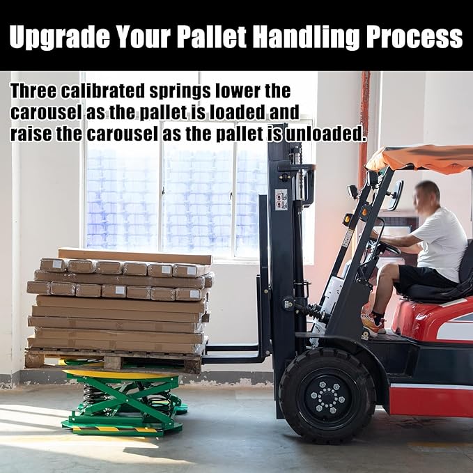 Spring-Actuated Pallet Carousel Skid Positioner, 4500lbs Capacity 26" Lifting - Image 6