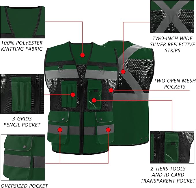 Safety Vest High Visibility Reflective Construction Vest - Image 6