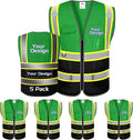 Custom Safety Vest with Logo Pockets High Visibility Reflective Vests by CustomTok