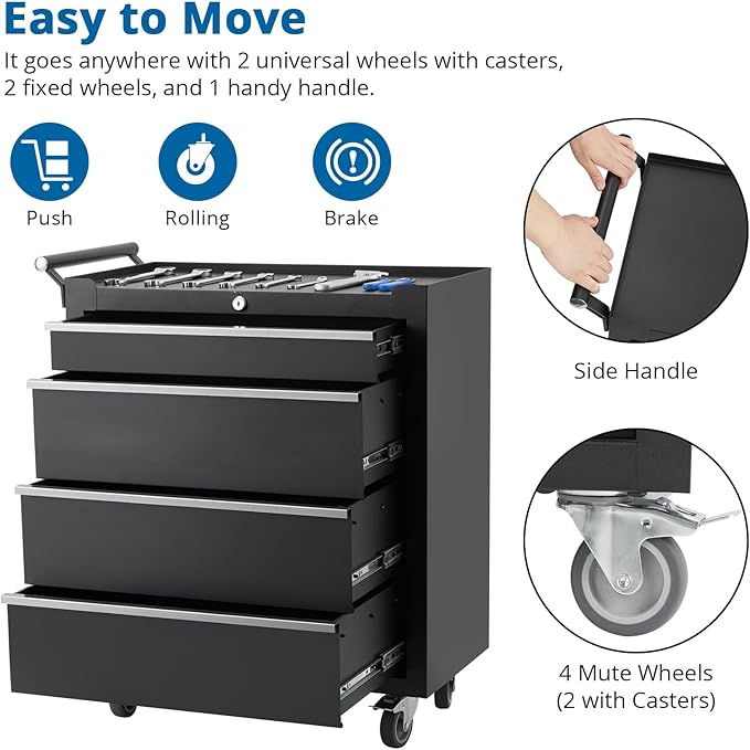 Heavy-Duty 4-Drawer Rolling Tool Chest - Image 5