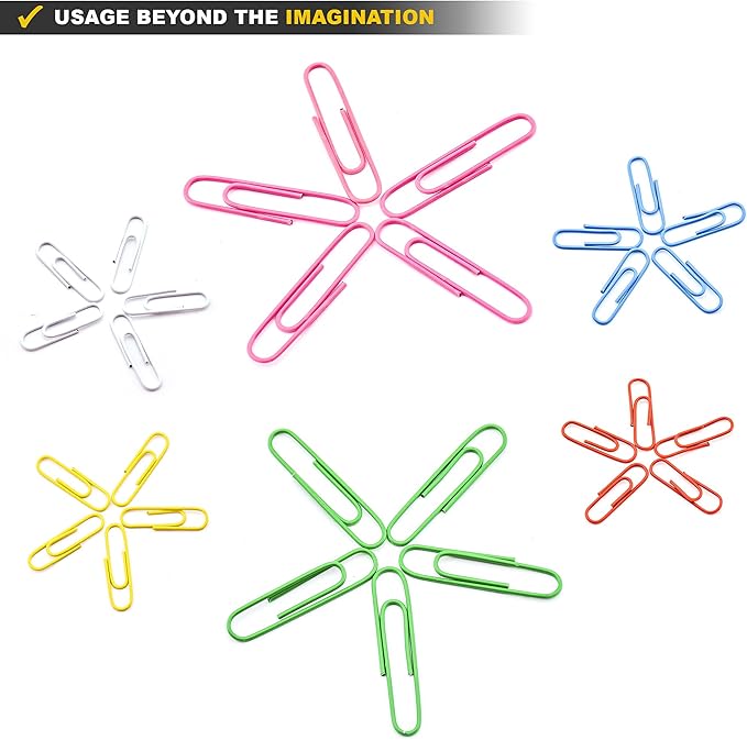 450 Color Paper Clips Assorted Sizes Small, Medium and Large Paper Clips - Image 5
