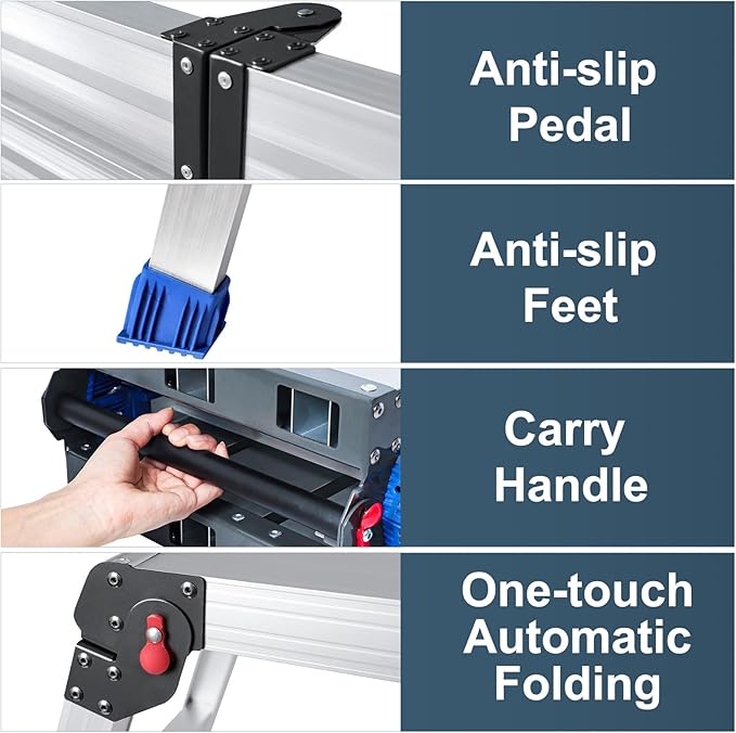 Foldable Aluminum Work Platform, 12.7 lb, Easy-Installation, Capacity of 500 lbs - Image 3