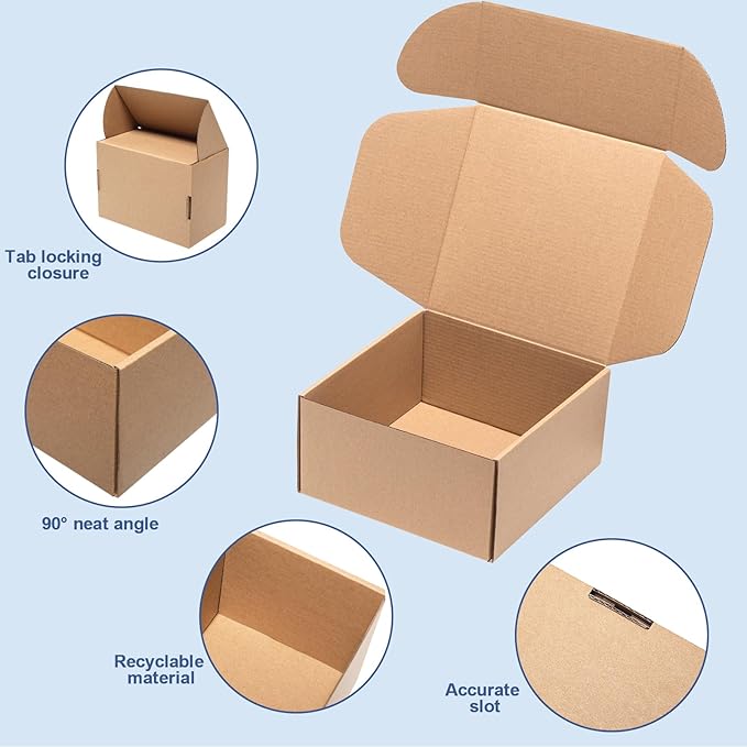8x8x4" Shipping Boxes 25 Pack Mail Box Brown Corrugated Cardboard Mailing Boxes - Image 4