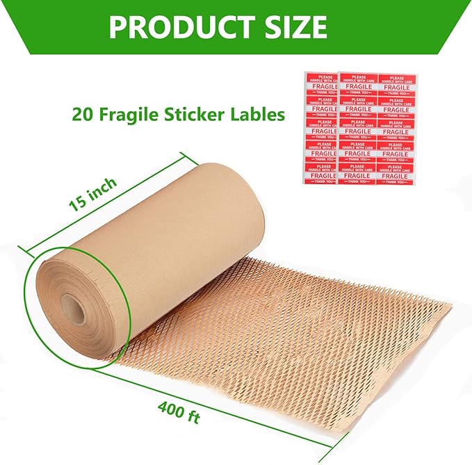 Honeycomb Packing Paper Wrap 15"x400' Sustainable Alternative to Bubble - Image 2