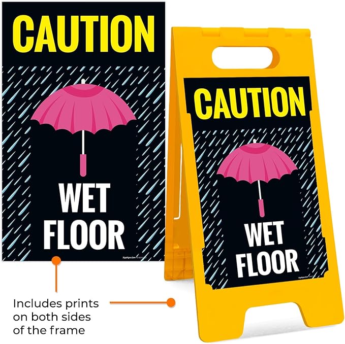 Caution Wet Floor Umbrella Sidewalk Sign Kit, 10x16 Inches, - Image 5