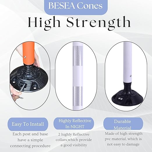 BESEA 8 Pack 36 Inch Traffic Delineator Posts - Image 5