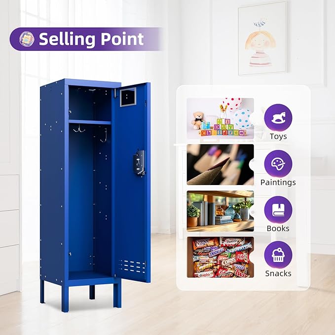 Metal Cabinet Home Office Storage, Lockable Employees Metal Locker - Image 5