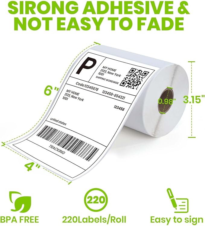 ADHES 4x6 Thermal Shipping Labels 10 Pack – 220 Labels Per Roll, 2200 Total - Image 2