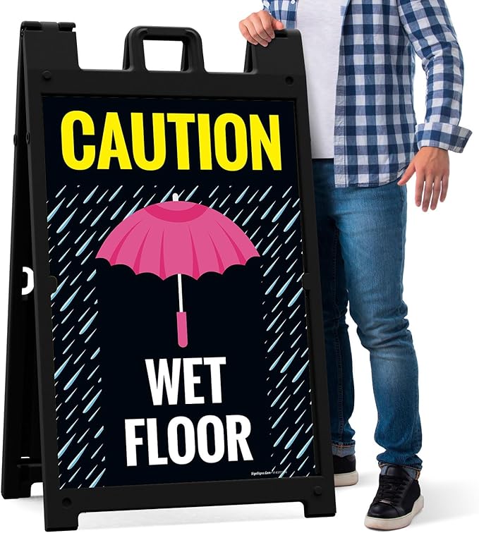 Caution Wet Floor Umbrella Sidewalk Sign Kit, 24x36 Inches, - Image 8