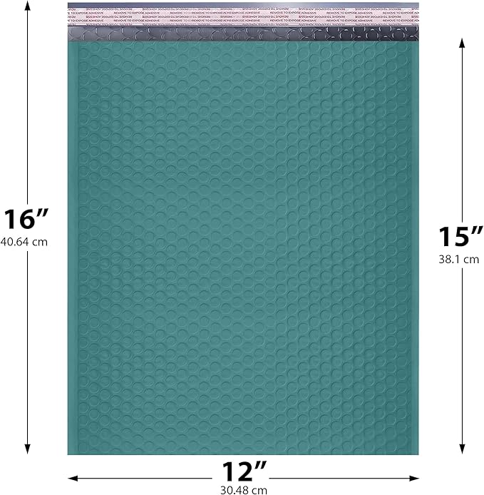Green Large Poly Bubble Mailers 12x15 inch | Self Seal Padded Envelopes - Image 2