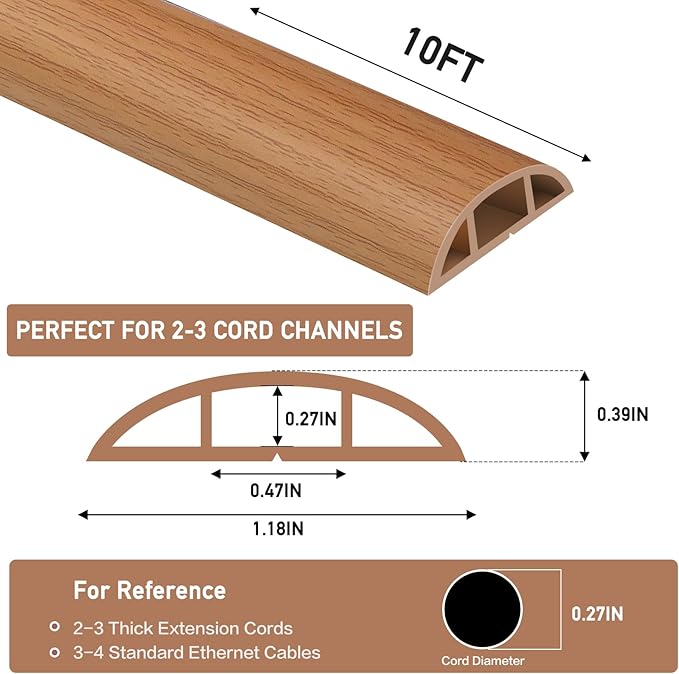 Floor Cord Cover Self Adhesive Cord Hider Floor Extension Cord Covers - Image 2