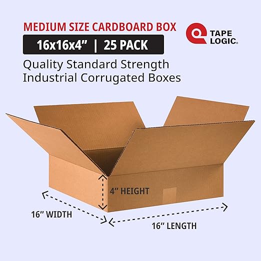 TAPE LOGIC 16 x 16 x 4 Corrugated Cardboard Boxes, Flat 16"L x 16"W x 4"H - Image 2