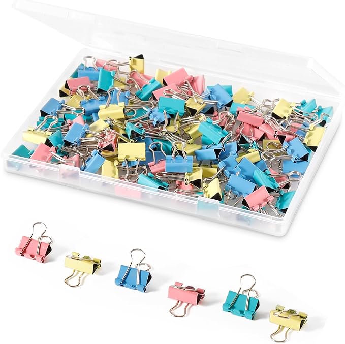 Ufmarine 120 Pcs Mini Binder Clips 15mm, Smal Binder Clips Colored by Ufmarine