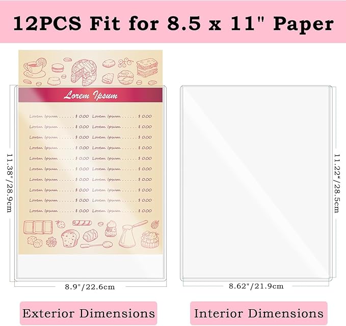 AKONEGE 12PCS 8.5" x 11" Rigid Print Protectors, Hard Plastic Sleeves - Image 2