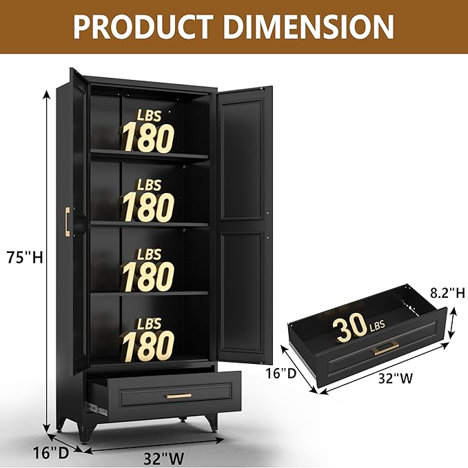 Kitchen Pantry Cabinet, Metal Storage Cabinets - Image 3