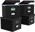 Huolewa New Portable File Organizer Boxes Set of 4, Collapsible Linen Hanging by Huolewa