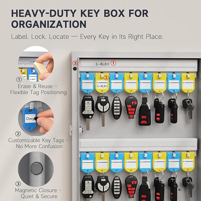 WeHere 120 Key Lock Box Wall Mount, Smart Security Storage Lockbox, Key Cabinet - Image 3