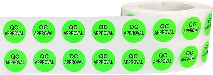 Quality Control Approval Stickers, QC Tester Labels on Fluorescent Green Paper - Image 2