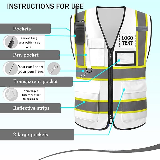 Custom Safety Vest High Visibility Customize Class 2 - Image 3