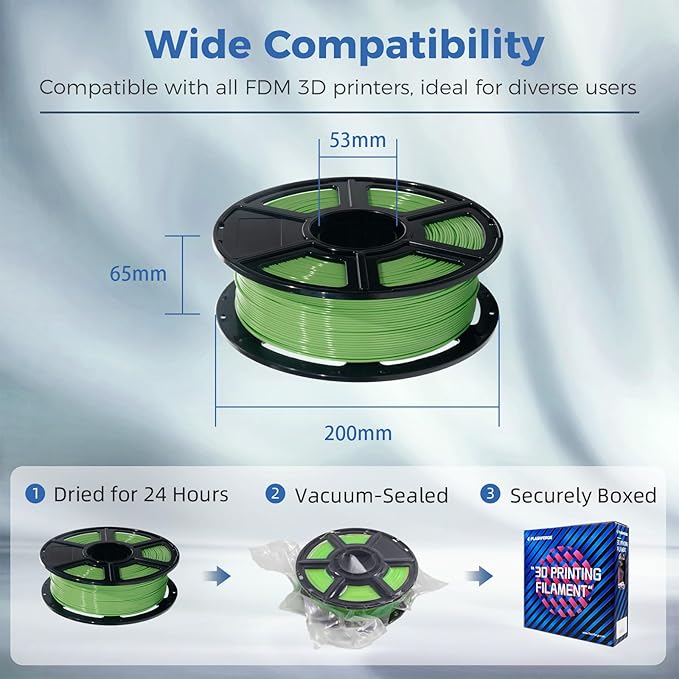 FLASHFORGE ABS Pro Filament 1.75mm Green, 3D Printer Filament 1kg - Image 6