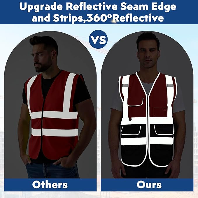 BeautyWill 10/20 Pack Custom Logo Safety Vest, Bulk High Visibility Class 2 - Image 4