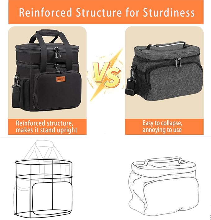 Expandable Insulated Large Lunch Box, Double Deck Heavy Duty Durable Lunch Bag - Image 4