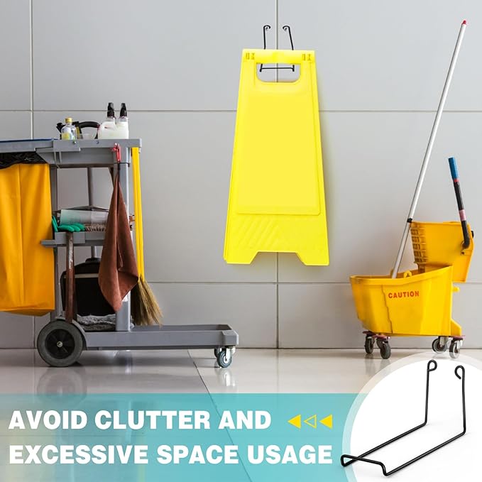 4 Pack Caution Wet Floor Safety Sign Hanger, Wall Mount Sign Hangers - Image 5