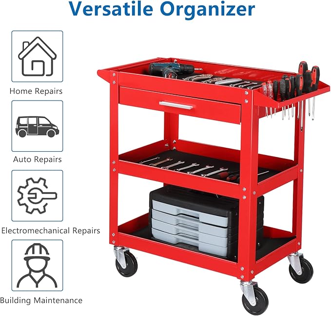 TUFFIOM 3 Tier Rolling Tool Cart - Image 3