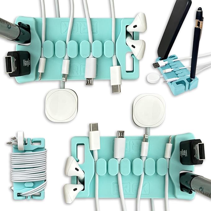 DeskBrick 2PK – Patented Non-Slip Steel-Weighted Desk Organizers & Cable by CordBrick