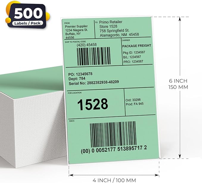 Green Direct Thermal Labels 4 × 6 Inch Vinyl Self-Adhesive Fanfold Shipping - Image 7
