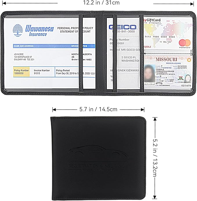 Car Registration and Insurance Holder, Premium Pu Leather Vehicle Glove Box - Image 2