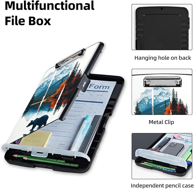 Clipboard with Storage Box & Pen Holder, Heavy Duty Clip Boards 8.5x11 - Image 3