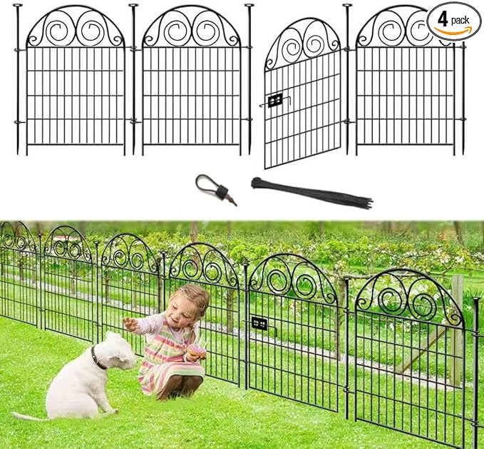 Dog Fence Outdoor for Yard, 32 in×8.8 Ft 4 Panels Garden Fences by Getlaygardenfence