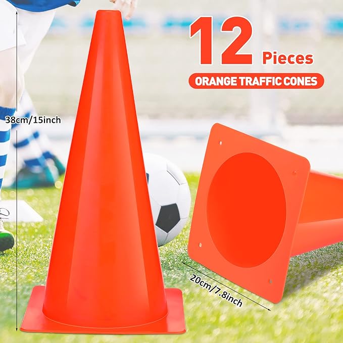 Reginary 12 Pcs 15 Inch Parking Cones, Traffic Cones, Plastic Cones - Image 2