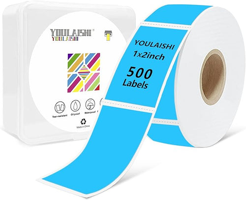 1X2 inch Label Stickers Roll for Thermal Printer 500PCS Colored Removable by YOULAISHI