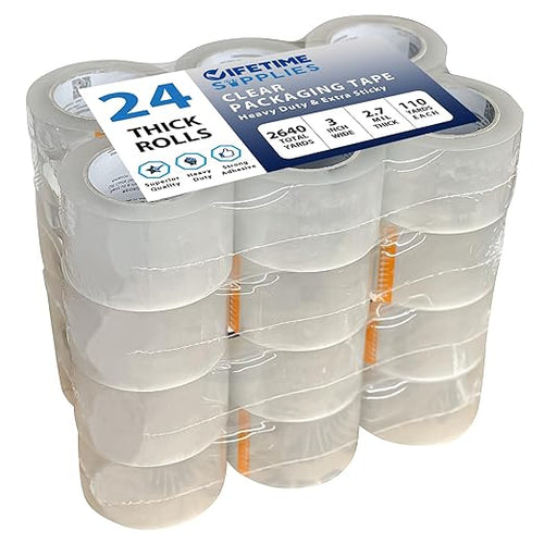 24 Rolls | 2.8 mil Clear | 110 Yards | 3" Premium Packing Tape, Heavy Duty by TopSellingProducts