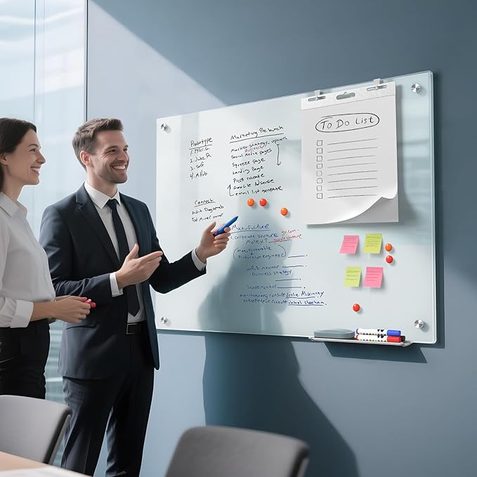 MaxGear Glass White Board 36x24 Inches, Wall Mounted Magnetic Glass Dry Erase - Image 4