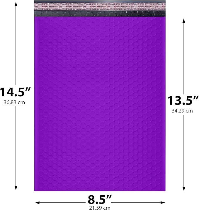 Purple Poly Bubble Mailers 8.5x14.5 inch #3 | Self Seal Padded Envelopes | - Image 2