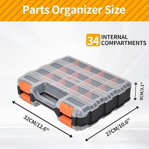 2 Pack Small Parts Organizer, 34-Compartments Hardware Organizer Box, Double - Image 2