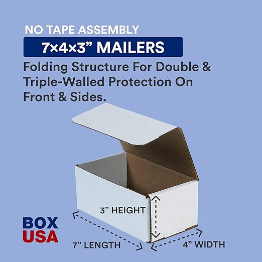 BOX USA Shipping Boxes Small 7"L x 4"W x 3"H, Moving and Storage - Image 2